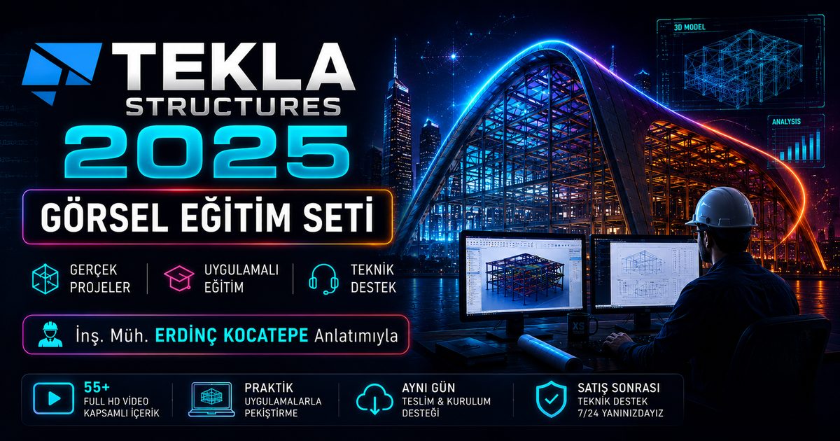 Tekla Structures 2025 Eğitim Seti posteri — Tekla Eğitimi